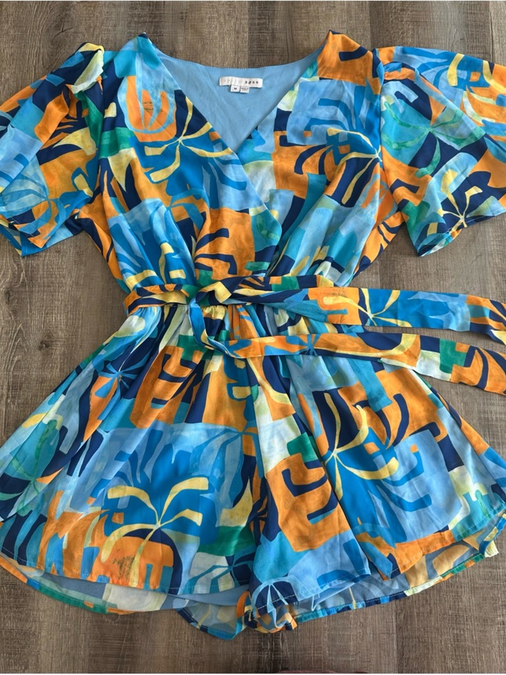 Baltic Born Blue & Orange Tropical Romper